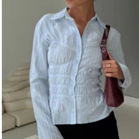 Princess Polly Tops - Princess Polly White Fitted Smocked Button Down Shirt